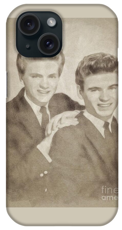 Hollywood iPhone Case featuring the drawing The Everly Brothers, Music Legends by John Springfield by Esoterica Art Agency