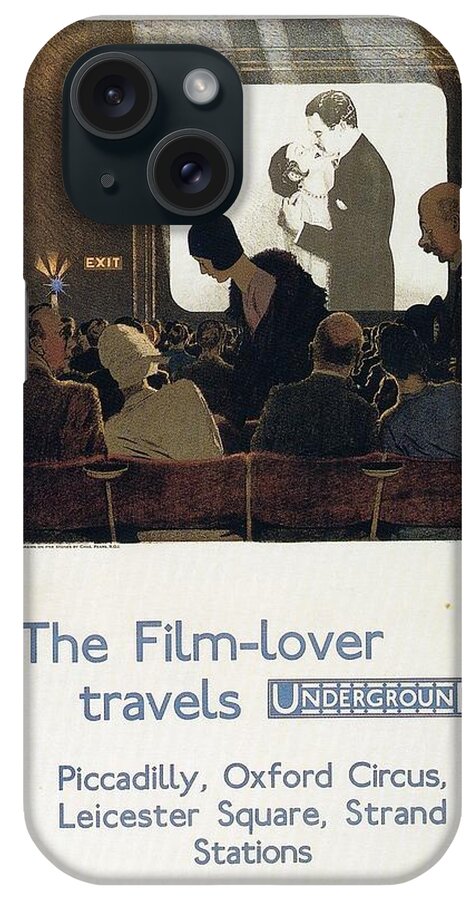 Film Lover iPhone Case featuring the mixed media The Film Lover Travels Underground - London Underground, London Metro - Retro travel Poster by Studio Grafiikka