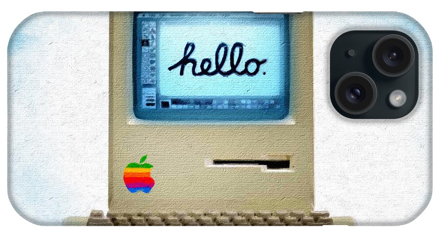 Macintosh Computer iPhone Case featuring the painting Hello Apple by Tony Rubino