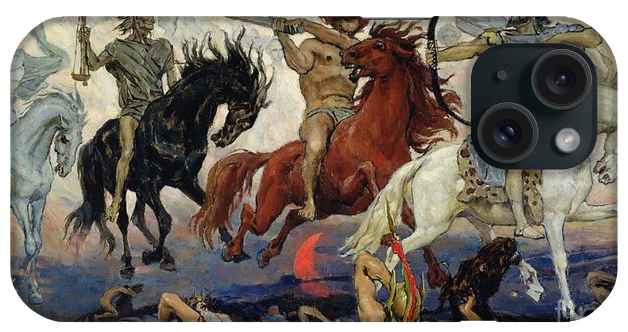 The iPhone Case featuring the painting The Four Horsemen of the Apocalypse by Victor Mikhailovich Vasnetsov