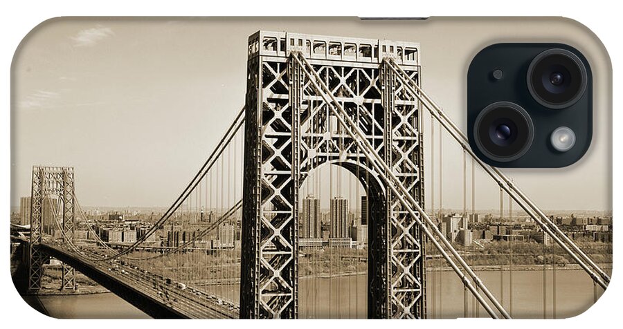 George Washington Bridge iPhone Case featuring the photograph The George Washington Bridge by American School