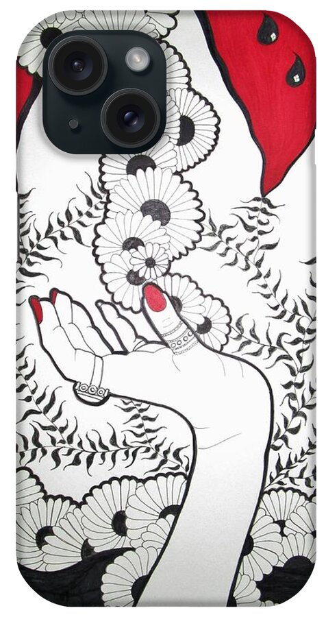 Design iPhone Case featuring the drawing The Gift Of Giving by Rosita Larsson