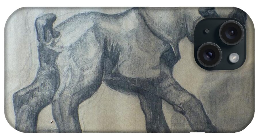 0 iPhone Case featuring the painting The Glass Goat by Phil Chadwick