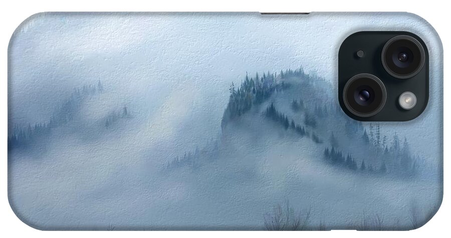 Columbia iPhone Case featuring the digital art The Gorge in the fog by Debra Baldwin