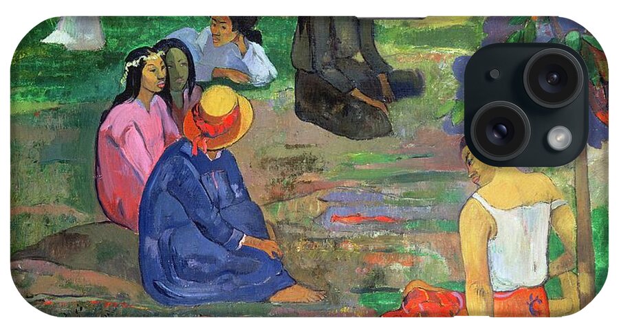 Hat; Post-impressionist; Tropical; Tahitian; Women; Les Parau Parau iPhone Case featuring the painting The Gossipers by Paul Gauguin