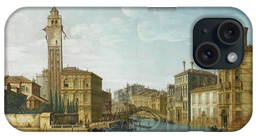 Pietro Bellotti Venice iPhone Case featuring the painting The Grand Canal At The Entrance by MotionAge Designs