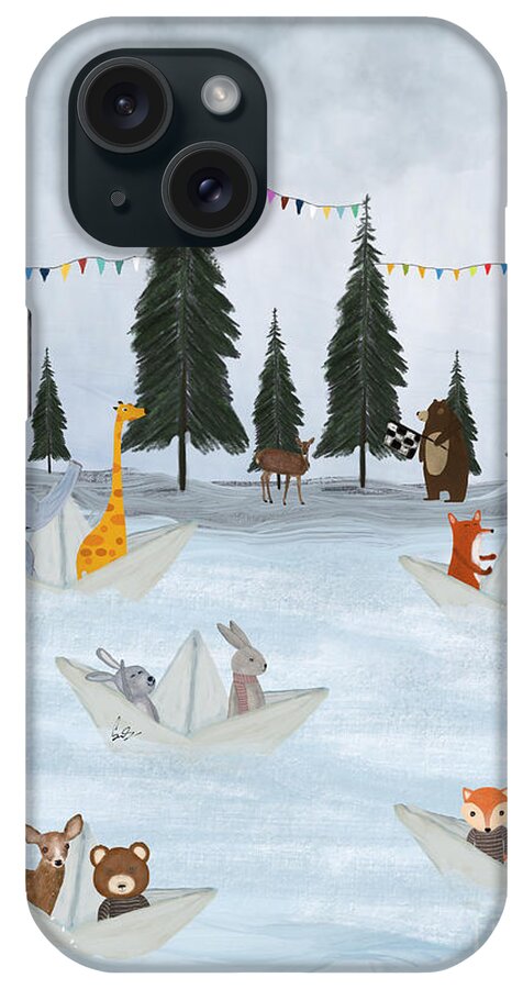 Woodland iPhone Case featuring the painting The Great Paper Boat Race by Bri Buckley