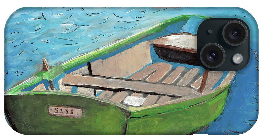 Rowboat iPhone Case featuring the painting The Green Rowboat by William Bowers