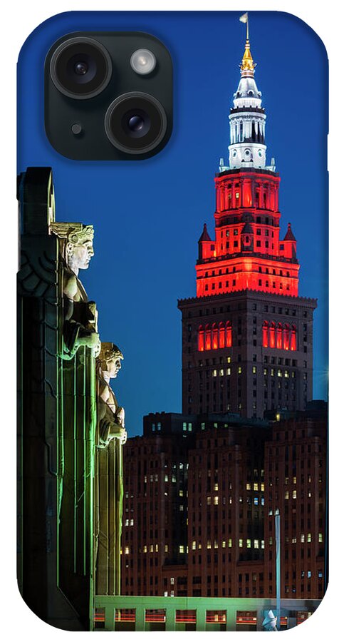 Cleveland iPhone Case featuring the photograph The Guardians and Terminal Tower by Clint Buhler