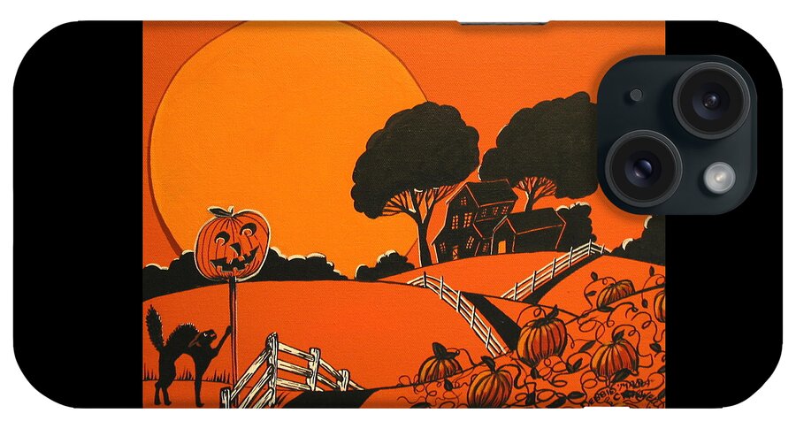 Folk Art iPhone Case featuring the painting The Halloween Cat by Debbie Criswell