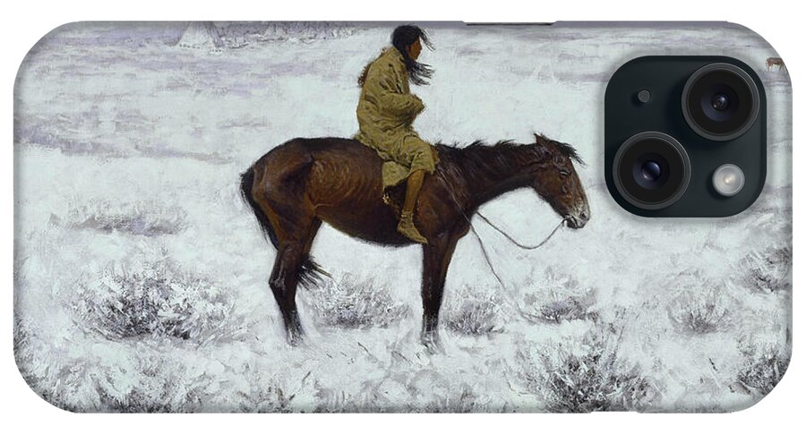 Frederic Remington iPhone Case featuring the painting The Herd Boy, from 1900-1910 by Frederic Remington