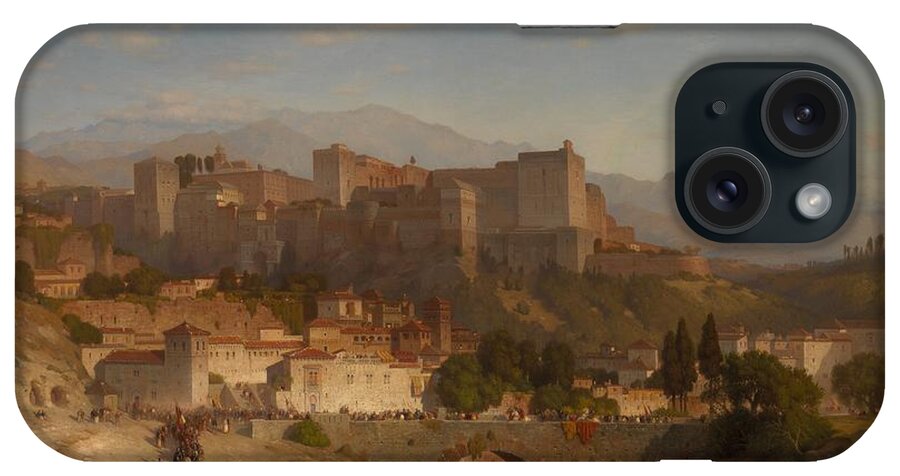 Samuel Colman - The Hill Of The Alhambra iPhone Case featuring the painting The Hill of the Alhambra Granada by MotionAge Designs