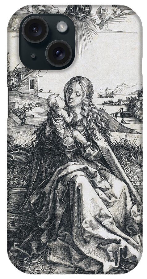 Durer iPhone Case featuring the drawing The Holy Family with the Mayfly by Albrecht Durer