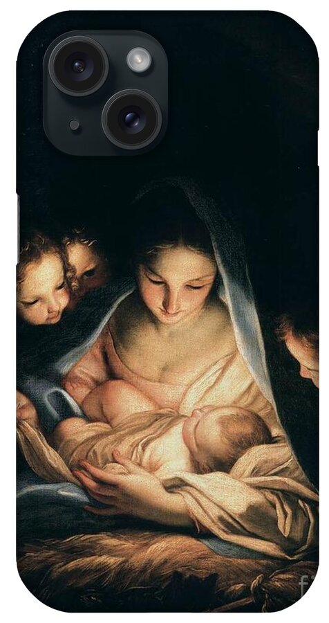 The Holy Night By Carlo Maratta 2 iPhone Case featuring the painting The Holy Night by MotionAge Designs