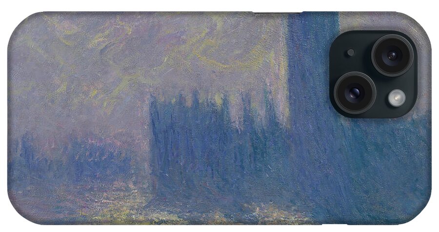 The iPhone Case featuring the painting The Houses of Parliament Stormy Sky by Claude Monet