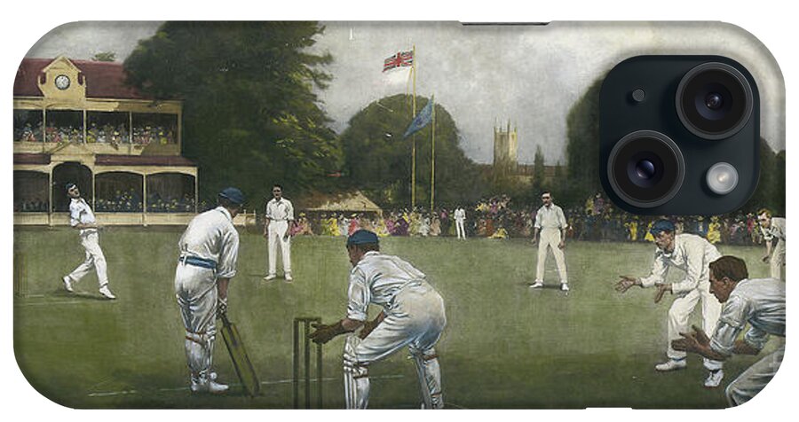 Cricket iPhone Case featuring the painting The Kent Eleven Champions, 1906 by Albert Chevallier Tayler