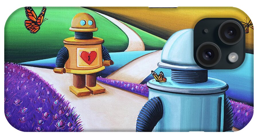 Robots iPhone Case featuring the painting The Key To My Heart by Cindy Thornton