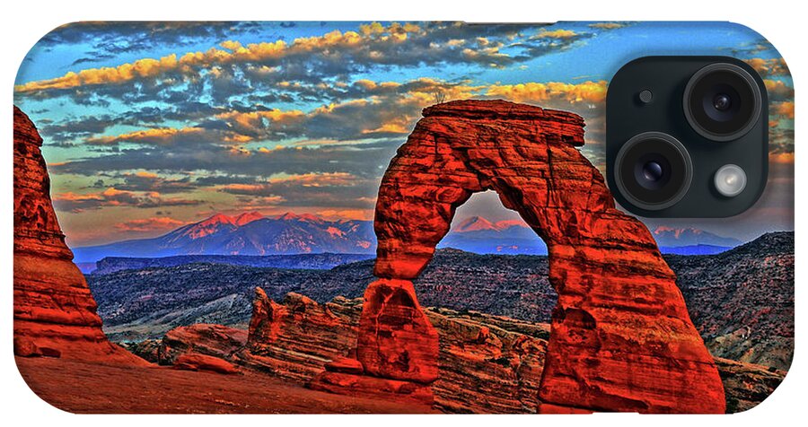Utah iPhone Case featuring the photograph The La Sal Mountains and Arch by Scott Mahon