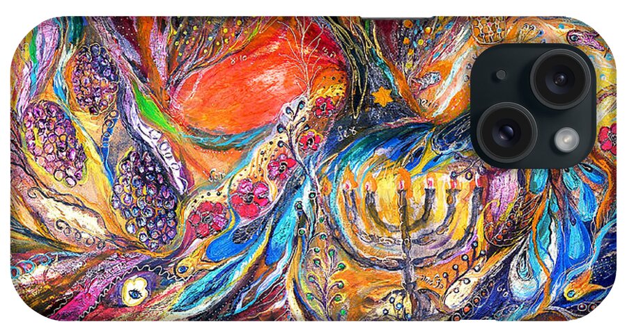Original iPhone Case featuring the painting The Light of Menorah by Elena Kotliarker