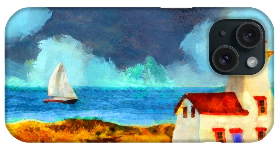 The Lighthouse iPhone Case featuring the painting The lighthouse by George Rossidis