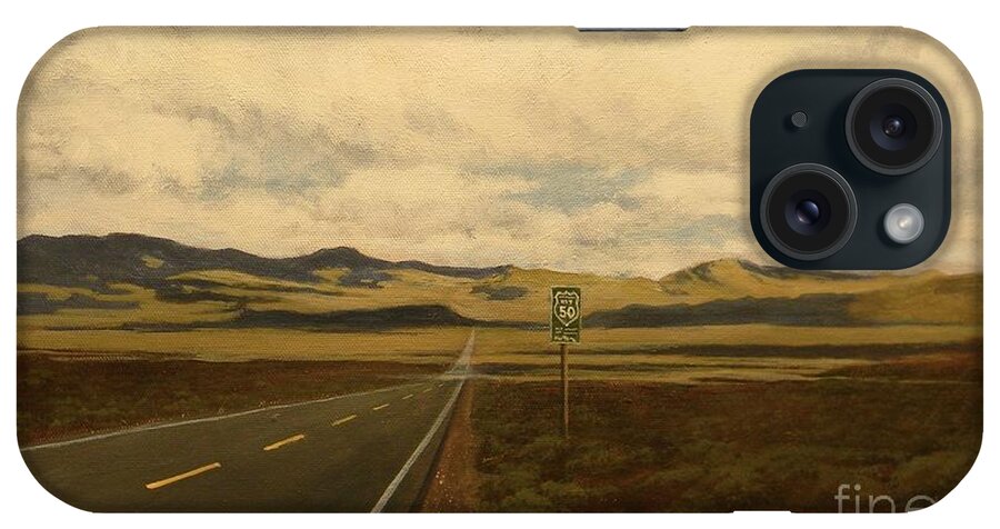 Nevada iPhone Case featuring the painting The Loneliest Road by Paul K Hill