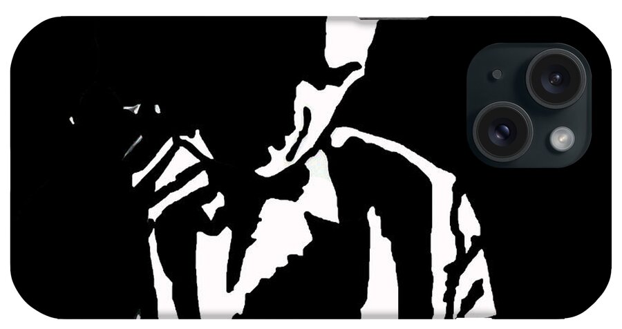Jazz Player Prints iPhone Case featuring the drawing The Lonely Jazz Player by Robert Margetts