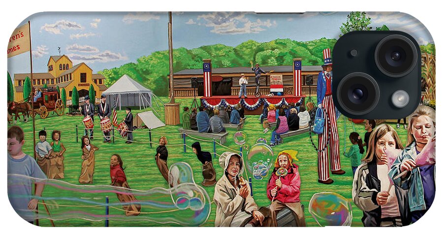 Old Bethpage Restoration iPhone Case featuring the painting The Long Island Fair at Old Bethpage Restoration by Bonnie Siracusa