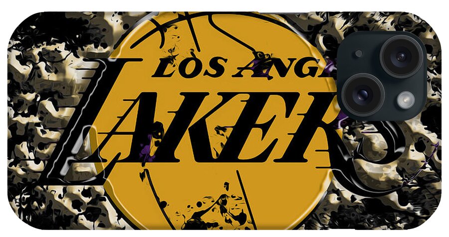 Los Angeles Lakers iPhone Case featuring the mixed media The Los Angeles Lakers B3a by Brian Reaves