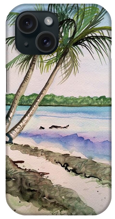 Palm Trees Florida Keys iPhone Case featuring the painting The Love Palms by Maggii Sarfaty