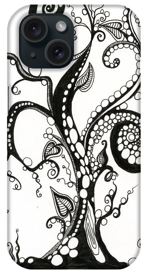 Abstract iPhone Case featuring the drawing The Magic Tree by Danielle Scott