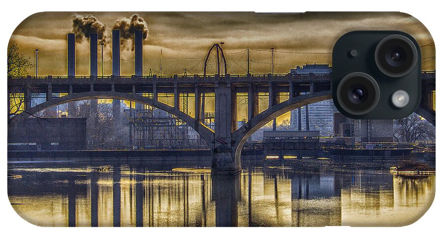 Minneapolis iPhone Case featuring the photograph The Mood Through the Third Avenue Bridge by Bill and Linda Tiepelman