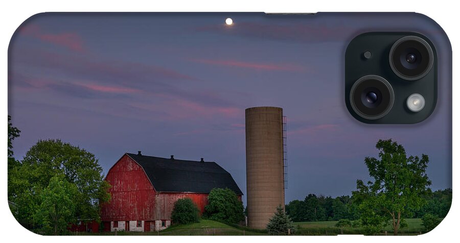Barn iPhone Case featuring the photograph The Moon Over the Barn by Brent Buchner