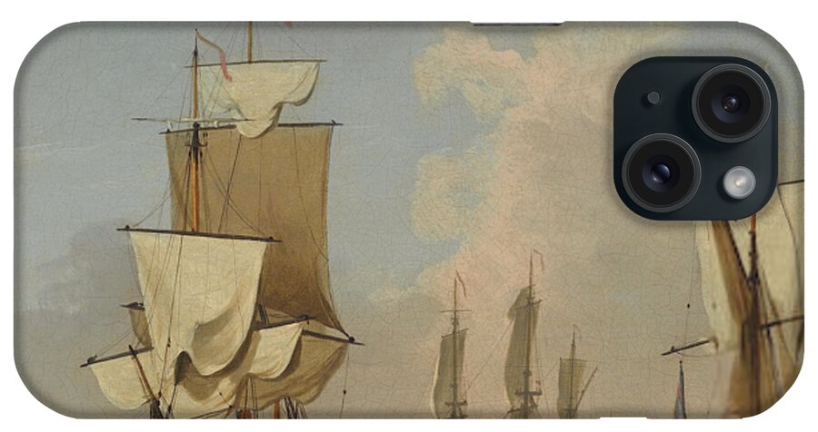 Attributed To Peter Monamy (london 1681-1749) The Morning Gun iPhone Case featuring the painting The Morning Gun by MotionAge Designs