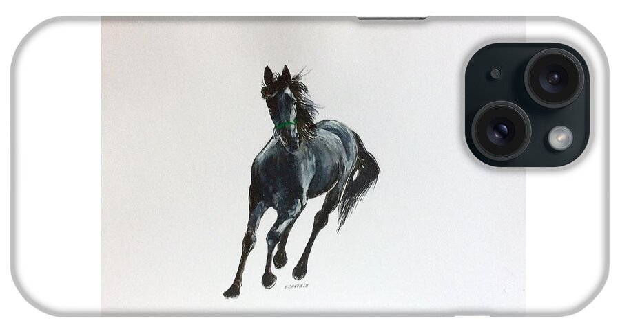 Horse iPhone Case featuring the painting The Mustang by Ellen Canfield