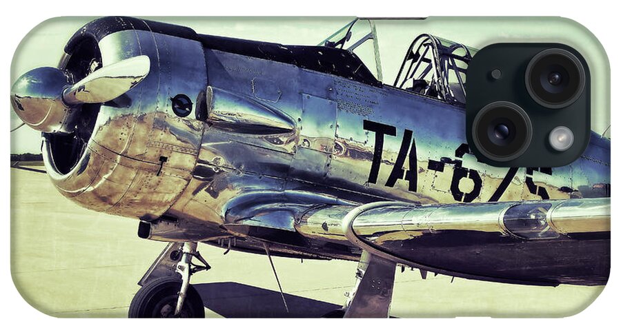 T-6 iPhone Case featuring the photograph The North American Aviation T-6 Texan Plane Color Edition by Tony Grider
