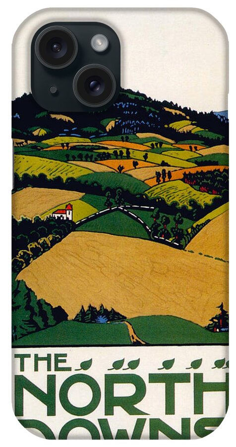 North Downs iPhone Case featuring the mixed media The North Downs - London Underground - London Metro - Retro travel Poster - Vintage Poster by Studio Grafiikka