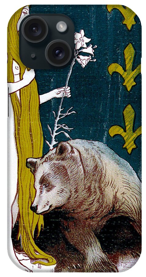 The Nude And The Bear iPhone Case featuring the painting The Nude and the Bear Jugend Magazine Cover by Jugend Magazine