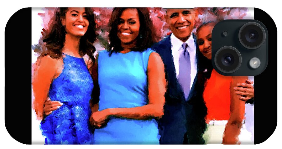 President Obama iPhone Case featuring the digital art The Obama Family by Ted Azriel