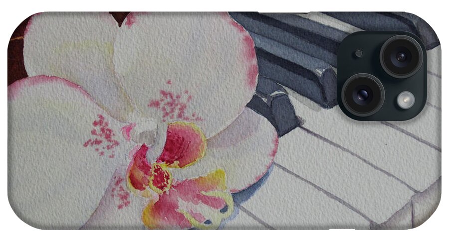 Piano iPhone Case featuring the painting The Orchids Song by Judy Mercer