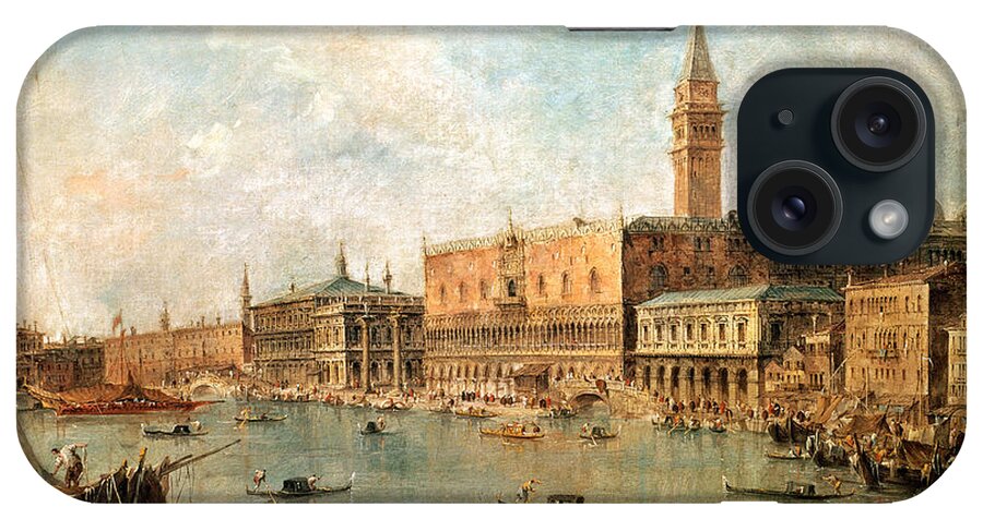 Venice: The Doge's Palace And The Molo From The Basin Of San Marco iPhone Case featuring the painting The Palace and the Molo from the Basin of San Marco by Francesco Guardi