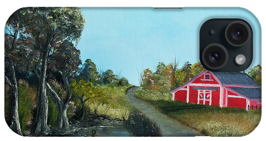 Pond iPhone Case featuring the painting The Pond By The Red Barn by Claude Beaulac