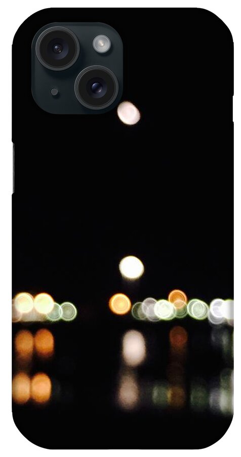 Port iPhone Case featuring the photograph The port, the lights, and the moon by Ingrid Van Amsterdam