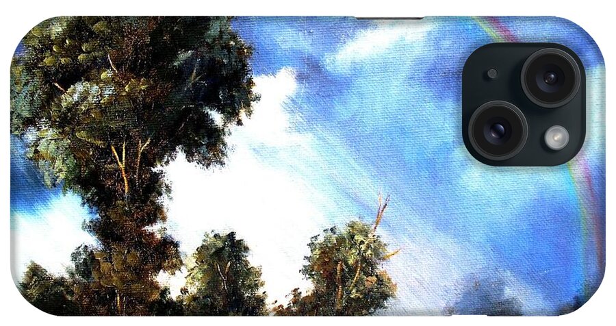 Rainbow iPhone Case featuring the painting The Promise by Hazel Holland