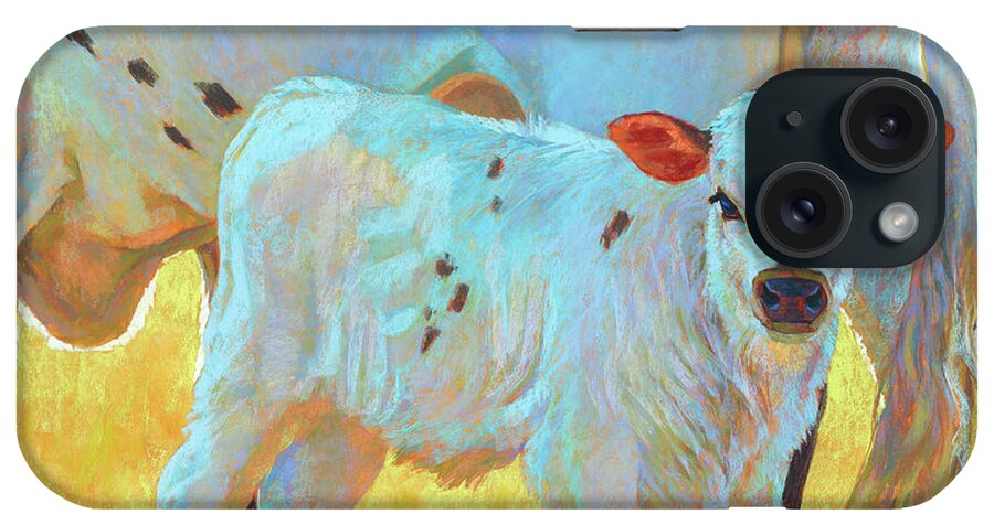 Longhorn iPhone Case featuring the pastel The Quiet Side of White by Rita Kirkman