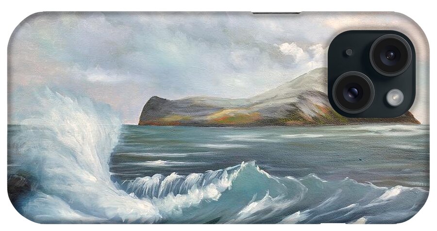 Seascape iPhone Case featuring the painting The Rabbit Island by Larry Geyrozaga