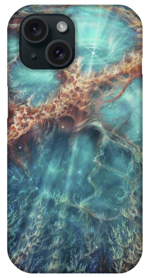 Nebula iPhone Case featuring the painting The Racing Heart of the Crab Nebula by Lucy West