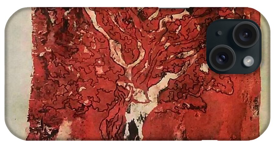 Tree iPhone Case featuring the mixed media The Red Tree by Angela Weddle