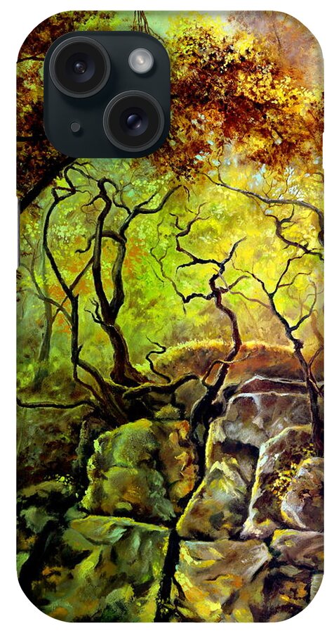 Henryk iPhone Case featuring the painting The Rocks in Starachowice by Henryk Gorecki