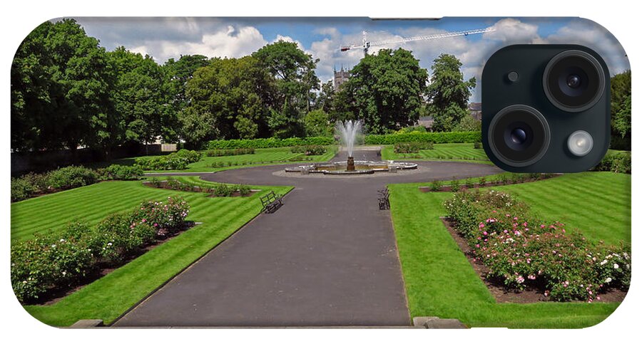 Rose iPhone Case featuring the photograph The Rose Garden of Kilkenny Castle by Cindy Murphy - NightVisions 