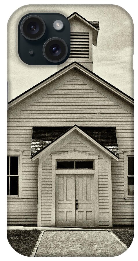 School House iPhone Case featuring the photograph The School Goodells BW by Mary Bedy